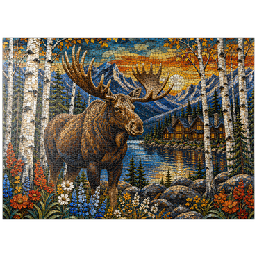 puzzleplate Mosaic Moose Lodge Forest 1000 Jigsaw Puzzle