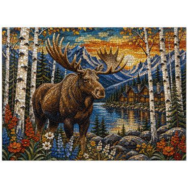 puzzleplate Mosaic Moose Lodge Forest 300 Jigsaw Puzzle