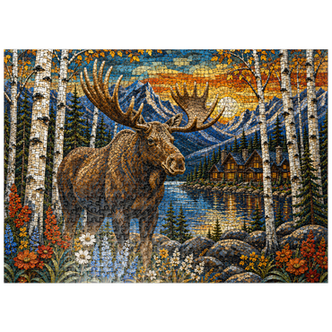 puzzleplate Mosaic Moose Lodge Forest 500 Jigsaw Puzzle