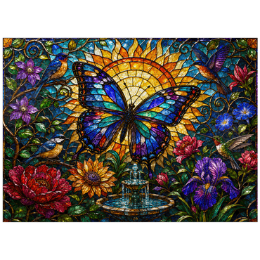 puzzleplate Stained Glass Butterfly Sun Garden 300 Jigsaw Puzzle