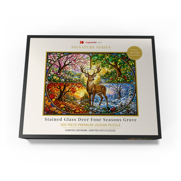 Stained Glass Deer Four Seasons Grove 300 Jigsaw Puzzle box view3