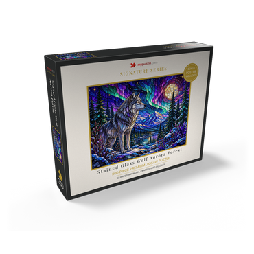 Stained Glass Wolf Aurora Forest 300 Jigsaw Puzzle box view2