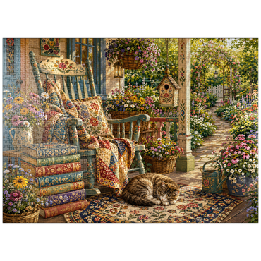 puzzleplate Wildflower Cottage Book Porch 1000 Jigsaw Puzzle