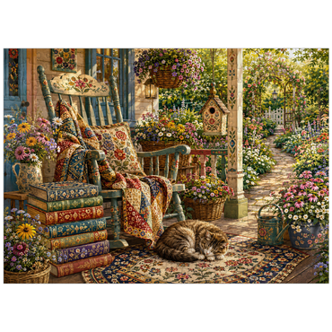 puzzleplate Wildflower Cottage Book Porch 300 Jigsaw Puzzle