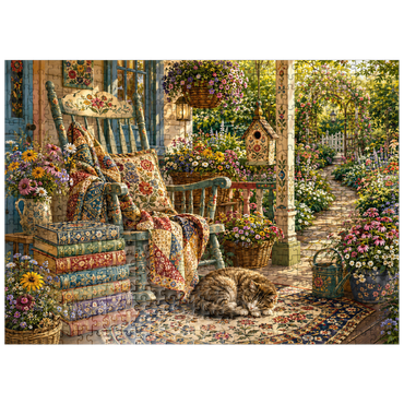 puzzleplate Wildflower Cottage Book Porch 500 Jigsaw Puzzle