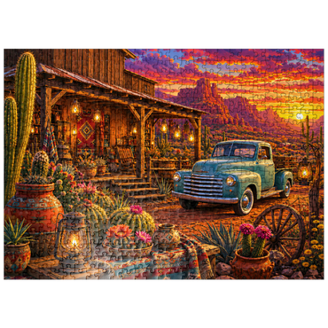 puzzleplate Western Desert Trading Post Sunset 500 Jigsaw Puzzle