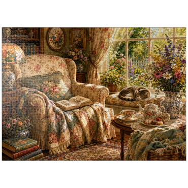 puzzleplate Vintage Wildflower Reading Nook 1000 Jigsaw Puzzle