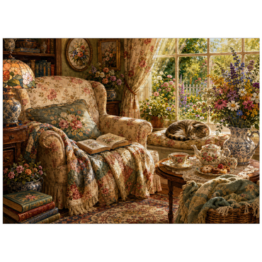 puzzleplate Vintage Wildflower Reading Nook 300 Jigsaw Puzzle