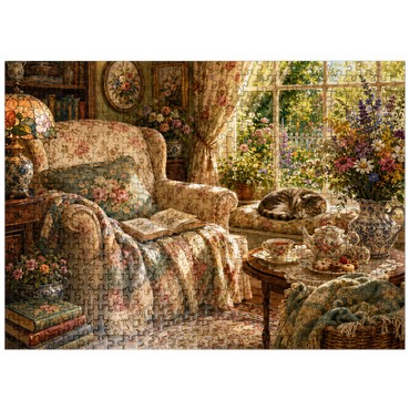 puzzleplate Vintage Wildflower Reading Nook 500 Jigsaw Puzzle