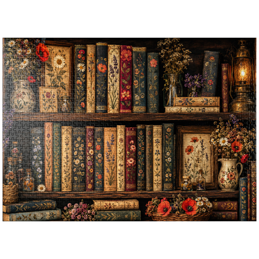 puzzleplate Vintage Literary Wildflower Shelf 1000 Jigsaw Puzzle