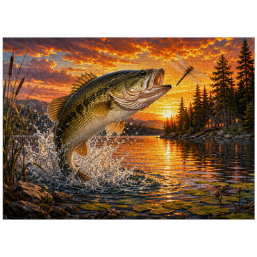 puzzleplate Sunset Bass Fishing Splash 300 Jigsaw Puzzle
