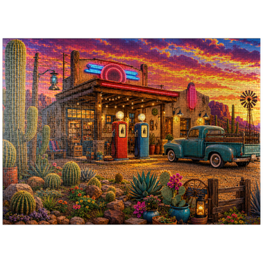 puzzleplate Old Filling Station Cactus Garden 1000 Jigsaw Puzzle