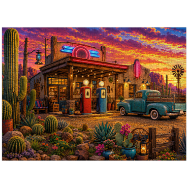 puzzleplate Old Filling Station Cactus Garden 300 Jigsaw Puzzle