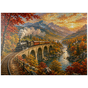 puzzleplate Mountain Train Through Autumn Valley 1000 Jigsaw Puzzle