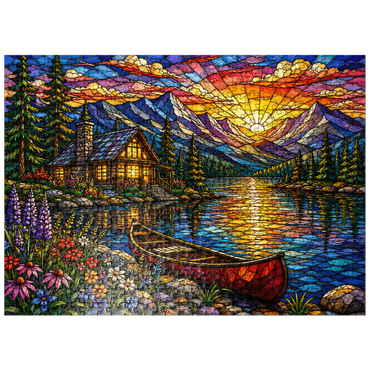 puzzleplate Mosaic Mountain Cabin Lake 500 Jigsaw Puzzle