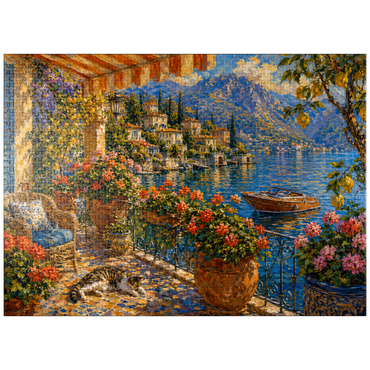 puzzleplate Lake Como Flower Balcony Painting 1000 Jigsaw Puzzle