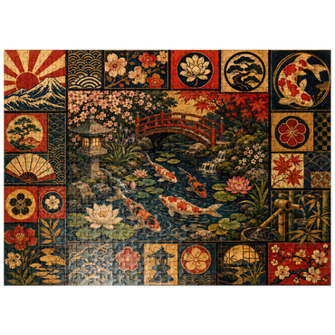 puzzleplate Koi Pond Garden Poster Collage 500 Jigsaw Puzzle