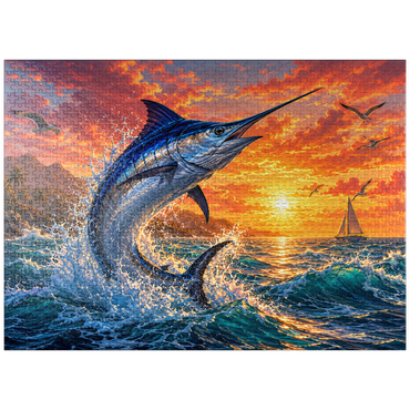puzzleplate Blue Marlin Sunset Breaker 1000 Jigsaw Puzzle