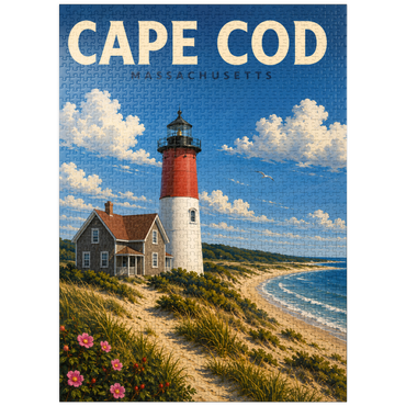 puzzleplate Cape Cod – Nauset Light, Massachusetts 1000 Jigsaw Puzzle