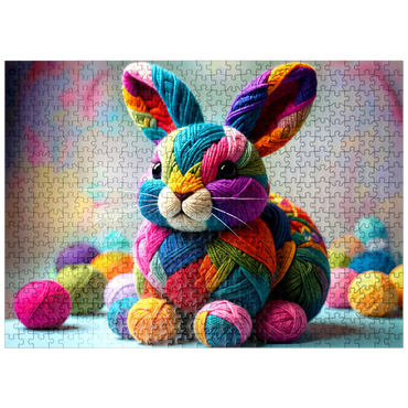puzzleplate Rainbow Bunny: Yarn Critters Collection 500 Jigsaw Puzzle