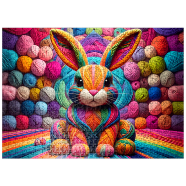 puzzleplate Psychedelic Bunny: Yarn Critters Collection 500 Jigsaw Puzzle