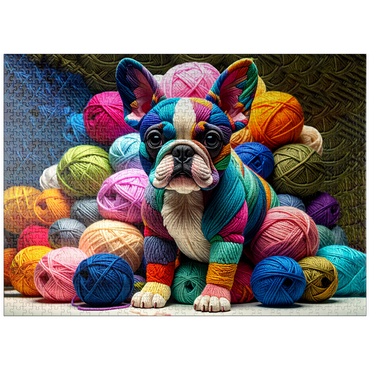 puzzleplate Rainbow French Bulldog: Yarn Critters Collection 1000 Jigsaw Puzzle