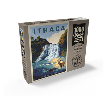 Ithaca Waterfall Deer Scenic Serenity, New York 1000 Jigsaw Puzzle box view2