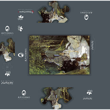 Claude Monets Luncheon on the Grass 1865-1866 100 Jigsaw Puzzle box 3D Modell