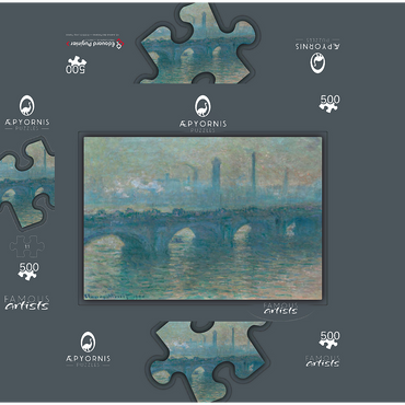 Waterloo Bridge Gray Weather 1900 by Claude Monet 500 Jigsaw Puzzle box 3D Modell