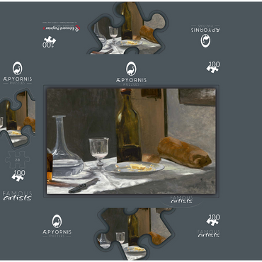 Still Life with Bottle Carafe Bread and Wine 1862 -1863 by Claude Monet 100 Jigsaw Puzzle box 3D Modell