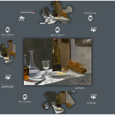 Still Life with Bottle Carafe Bread and Wine 1862 -1863 by Claude Monet 500 Jigsaw Puzzle box 3D Modell