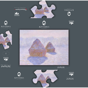 Haystacks (Effect of Snow and Sun) (1891) by Claude Monet 1000 Jigsaw Puzzle box 3D Modell