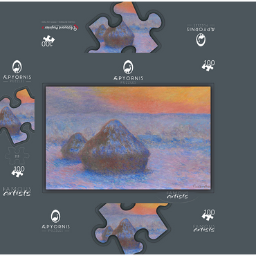 Stacks of Wheat Sunset Snow Effect 1890-1891 by Claude Monet 100 Jigsaw Puzzle box 3D Modell