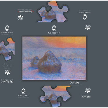 Stacks of Wheat Sunset Snow Effect 1890-1891 by Claude Monet 500 Jigsaw Puzzle box 3D Modell