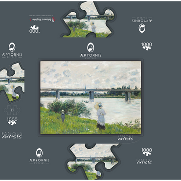 Claude Monet's The Promenade with the Railroad Bridge, Argenteuil (1874) 1000 Jigsaw Puzzle box 3D Modell