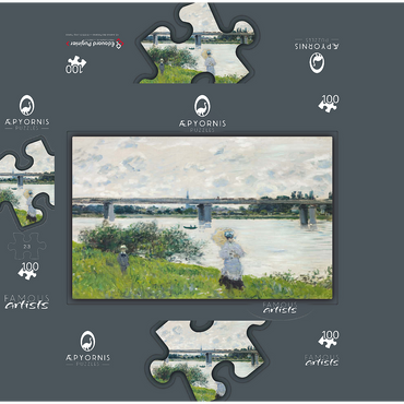 Claude Monets The Promenade with the Railroad Bridge Argenteuil 1874 100 Jigsaw Puzzle box 3D Modell