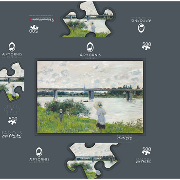 Claude Monets The Promenade with the Railroad Bridge Argenteuil 1874 500 Jigsaw Puzzle box 3D Modell