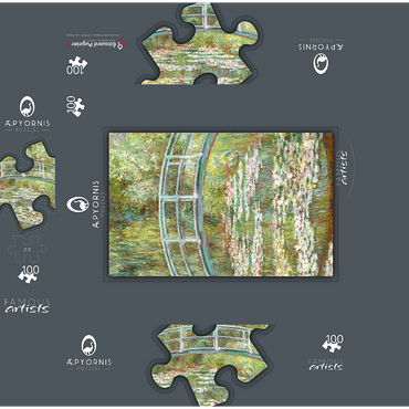 Bridge over a Pond of Water Lilies by Claude Monet 100 Jigsaw Puzzle box 3D Modell
