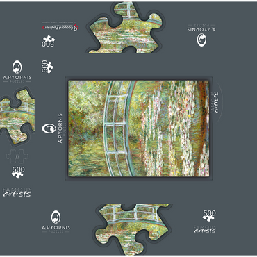 Bridge over a Pond of Water Lilies by Claude Monet 500 Jigsaw Puzzle box 3D Modell