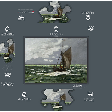 Claude Monet's Seascape, Storm (1866) 1000 Jigsaw Puzzle box 3D Modell