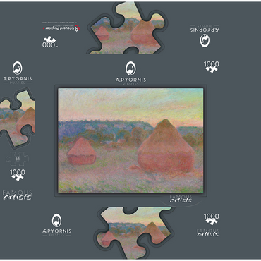 Haystacks, End of Day, Autumn (1890-1891) by Claude Monet 1000 Jigsaw Puzzle box 3D Modell