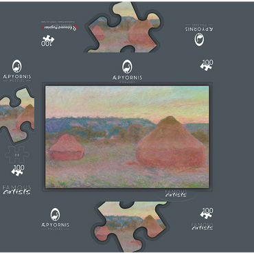 Haystacks End of Day Autumn 1890-1891 by Claude Monet 100 Jigsaw Puzzle box 3D Modell