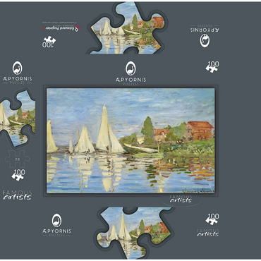 Claude Monets Regattas at Argenteuil 1872 100 Jigsaw Puzzle box 3D Modell