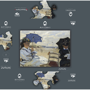 Claude Monet's The Beach at Trouville (1870) 1000 Jigsaw Puzzle box 3D Modell