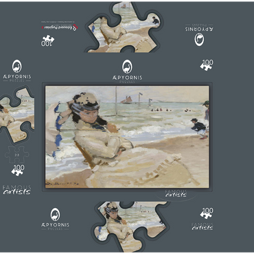 Camille on the Beach in Trouville 1870 by Claude Monet 100 Jigsaw Puzzle box 3D Modell