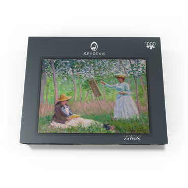 In the Woods at Giverny, Blanche Hoschedé at Her Easel with Suzanne Hoschedé Reading (1887) by Claude Monet 1000 Jigsaw Puzzle box view1