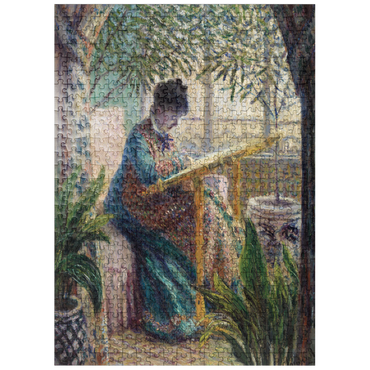 puzzleplate Madame Monet Embroidering 1875 by Claude Monet 500 Jigsaw Puzzle