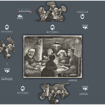 Composition lithograph of The Potato Eaters (De aardappeleters, 1885) by Vincent van Gogh 1000 Jigsaw Puzzle box 3D Modell