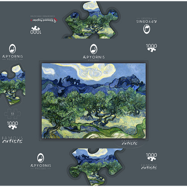 Vincent van Gogh's Olive Trees with the Alpilles in the Background (1889) 1000 Jigsaw Puzzle box 3D Modell