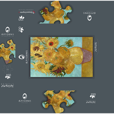 Vincent van Goghs Vase with Twelve Sunflowers 1888-1889 100 Jigsaw Puzzle box 3D Modell